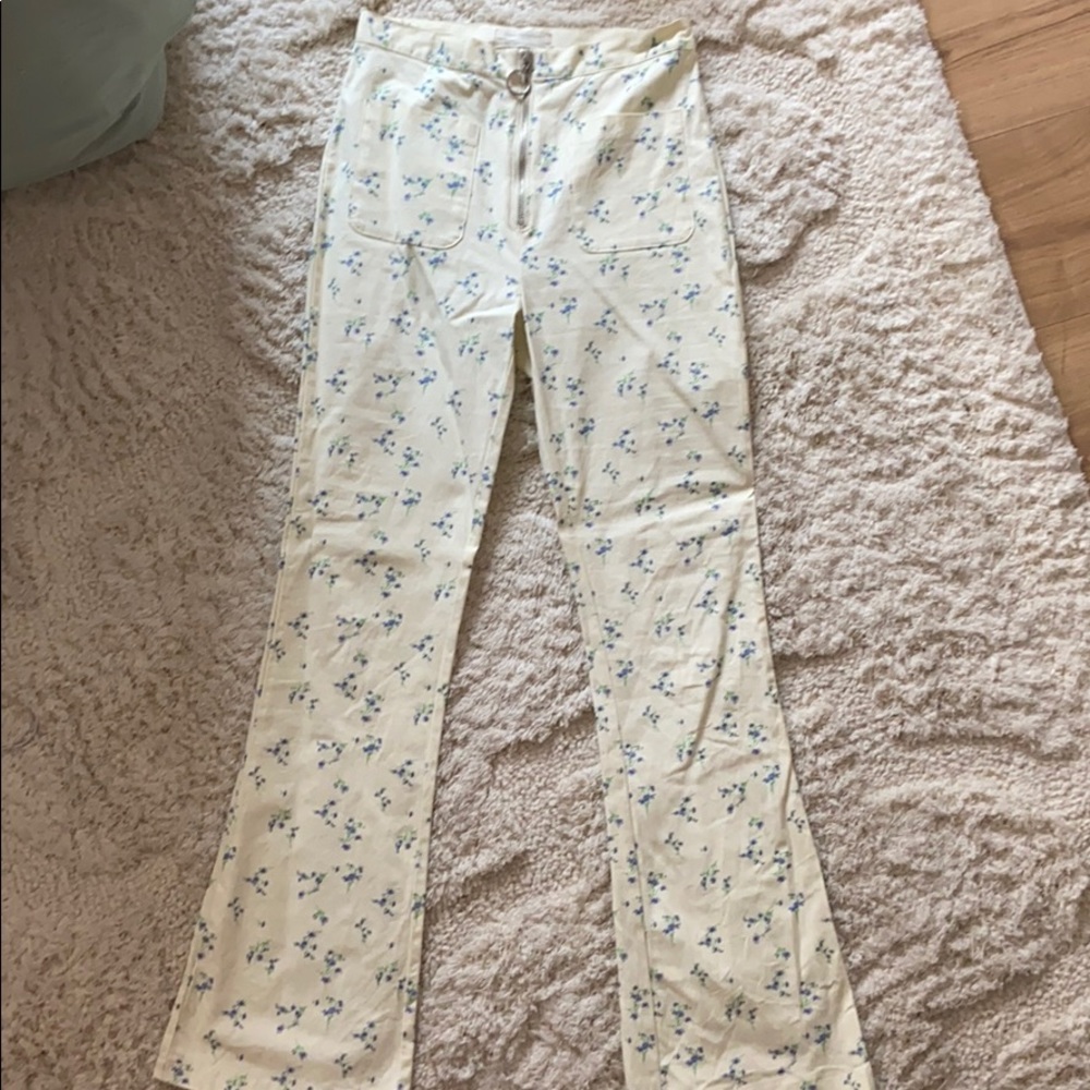 UO floral kick flare high waisted pants